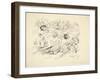 Two Female Figures in a Landscape (Pencil on Paper)-Arthur Bowen Davies-Framed Giclee Print