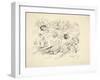 Two Female Figures in a Landscape (Pencil on Paper)-Arthur Bowen Davies-Framed Giclee Print