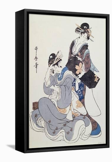 Two Female Figures-Kitagawa Utamaro-Framed Stretched Canvas