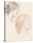 Two Female Heads, 1865-66 (Chalk on Paper)-Edward Coley Burne-Jones-Stretched Canvas