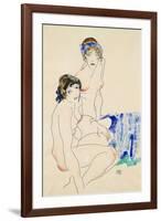 Two Female Nudes by the Water-Egon Schiele-Framed Giclee Print