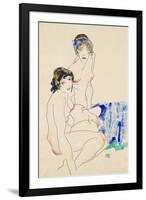 Two Female Nudes by the Water-Egon Schiele-Framed Giclee Print