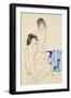 Two Female Nudes by the Water-Egon Schiele-Framed Giclee Print