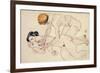 Two Female Nudes, Reclining and Kneeling-Egon Schiele-Framed Giclee Print