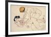 Two Female Nudes, Reclining and Kneeling-Egon Schiele-Framed Giclee Print