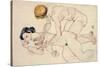 Two Female Nudes, Reclining and Kneeling-Egon Schiele-Stretched Canvas