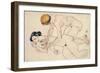 Two Female Nudes, Reclining and Kneeling-Egon Schiele-Framed Giclee Print