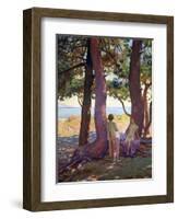 Two Female Nudes under Pine Trees-Theo van Rysselberghe-Framed Giclee Print