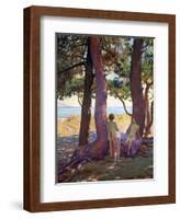 Two Female Nudes under Pine Trees-Theo van Rysselberghe-Framed Giclee Print