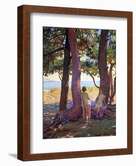 Two Female Nudes under Pine Trees-Theo van Rysselberghe-Framed Giclee Print