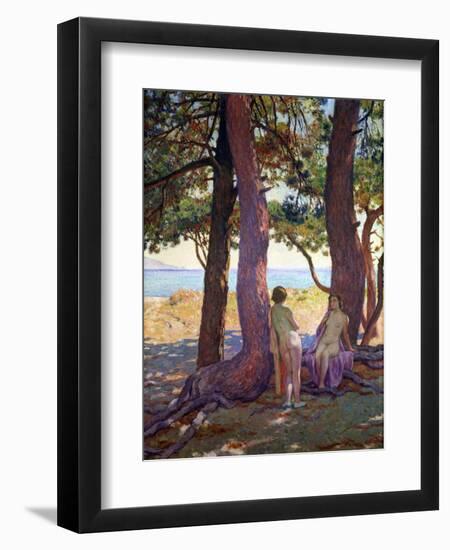 Two Female Nudes under Pine Trees-Theo van Rysselberghe-Framed Giclee Print