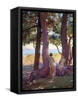 Two Female Nudes under Pine Trees-Theo van Rysselberghe-Framed Stretched Canvas