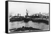 Two Ferry Steamers Leave Liverpool Quayside to Carry Passengers Across the Mersey-null-Framed Stretched Canvas