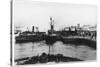 Two Ferry Steamers Leave Liverpool Quayside to Carry Passengers Across the Mersey-null-Stretched Canvas