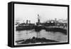 Two Ferry Steamers Leave Liverpool Quayside to Carry Passengers Across the Mersey-null-Framed Stretched Canvas