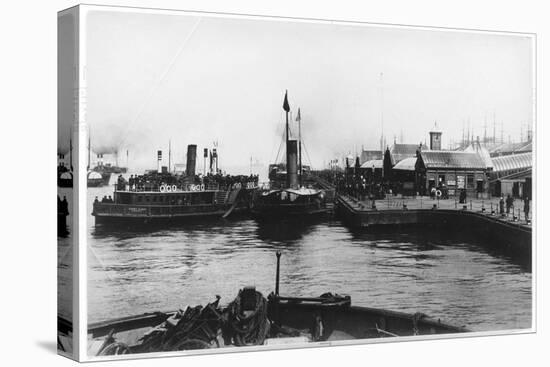 Two Ferry Steamers Leave Liverpool Quayside to Carry Passengers Across the Mersey-null-Stretched Canvas