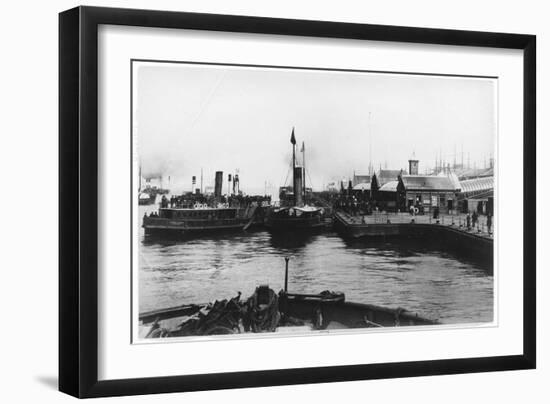 Two Ferry Steamers Leave Liverpool Quayside to Carry Passengers Across the Mersey-null-Framed Art Print