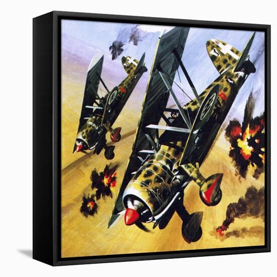 Two Fiat Cr 42S-Wilf Hardy-Framed Stretched Canvas