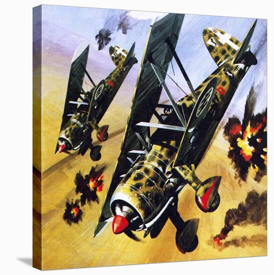 Two Fiat Cr 42S-Wilf Hardy-Stretched Canvas