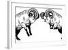 Two Fighting Rams Black White-insima-Framed Art Print