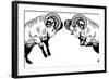 Two Fighting Rams Black White-insima-Framed Art Print