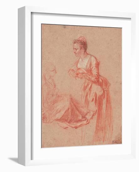 Two Figure Studies of a Young Woman, C. 1716-Jean Antoine Watteau-Framed Giclee Print