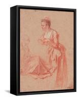 Two Figure Studies of a Young Woman, C. 1716-Jean Antoine Watteau-Framed Stretched Canvas