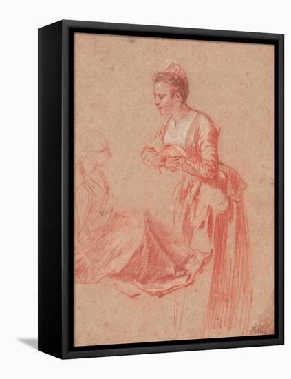 Two Figure Studies of a Young Woman, C. 1716-Jean Antoine Watteau-Framed Stretched Canvas