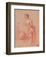 Two Figure Studies of a Young Woman, C. 1716-Jean Antoine Watteau-Framed Giclee Print