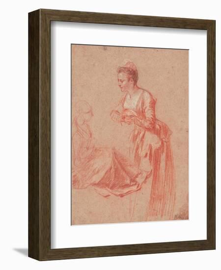 Two Figure Studies of a Young Woman, C. 1716-Jean Antoine Watteau-Framed Giclee Print