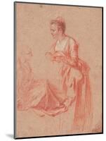 Two Figure Studies of a Young Woman, C. 1716-Jean Antoine Watteau-Mounted Giclee Print