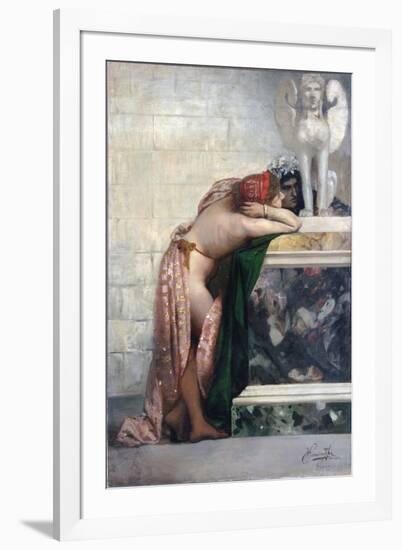 Two Figures by a Statue of Sphinx, 1870S-Henryk Siemiradzki-Framed Giclee Print