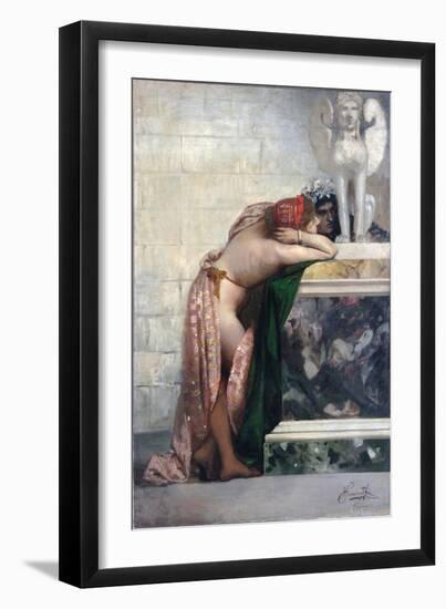 Two Figures by a Statue of Sphinx, 1870S-Henryk Siemiradzki-Framed Giclee Print