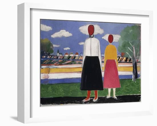 Two Figures in a Landscape, C.1931-32-Kasimir Malevich-Framed Giclee Print