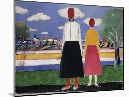 Two Figures in a Landscape, C.1931-32-Kasimir Malevich-Mounted Giclee Print