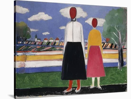 Two Figures in a Landscape-Kasimir Malevich-Stretched Canvas