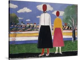 Two Figures in a Landscape-Kasimir Malevich-Stretched Canvas