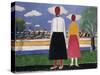 Two Figures in a Landscape-Kasimir Malevich-Stretched Canvas