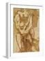 Two Figures (Preparatory Study for 'The Gates of Hell') (Lead-Pencil and Ink Wash on Paper)-Auguste Rodin-Framed Premium Giclee Print