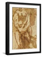 Two Figures (Preparatory Study for 'The Gates of Hell') (Lead-Pencil and Ink Wash on Paper)-Auguste Rodin-Framed Giclee Print