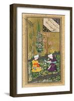 Two Figures Reading and Relaxing in an Orchard, circa 1540-50-null-Framed Giclee Print