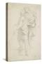 Two Figures Standing on a Flight of Steps, after Raphael (Graphite on Fine-Textured White Paper)-Edgar Degas-Stretched Canvas