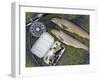 Two Fine Brown Trout Caught with Dapping Fly and Rod from a Boat on Loch Ba-John Warburton-lee-Framed Photographic Print