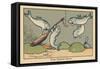 Two Fish Hook a Pan to the Hook in the Fisherman's Line.” A Good Joke” ,1936 (Illustration)-Benjamin Rabier-Framed Stretched Canvas