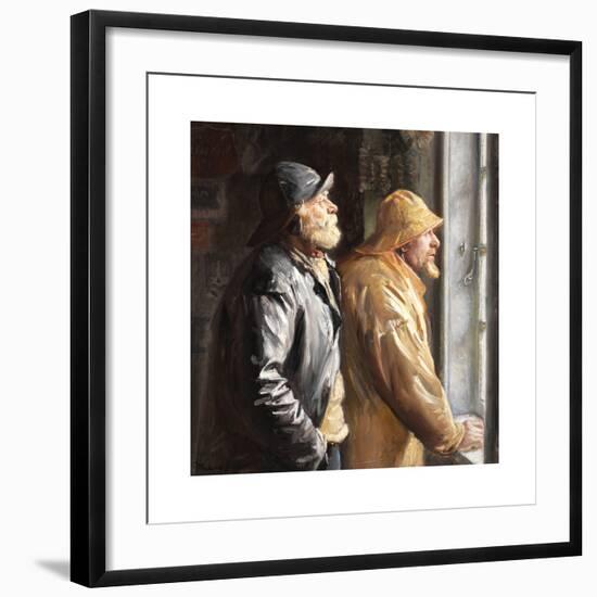 Two Fishermen from Skagen at the Window in the Grocery-Michael Ancher-Framed Premium Giclee Print