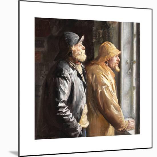 Two Fishermen from Skagen at the Window in the Grocery-Michael Ancher-Mounted Premium Giclee Print