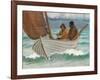 Two Fishermen from Skagen in a Sailing Boat off the Coast-Michael Ancher-Framed Giclee Print