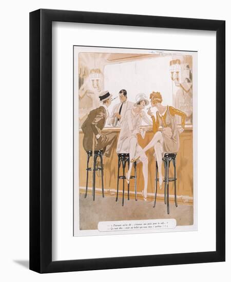 Two Flappers Gossip at a Bar-Paul Fournier-Framed Art Print