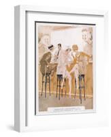 Two Flappers Gossip at a Bar-Paul Fournier-Framed Art Print