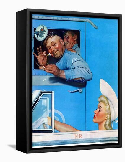 "Two Flirts", July 26,1941-Norman Rockwell-Framed Stretched Canvas